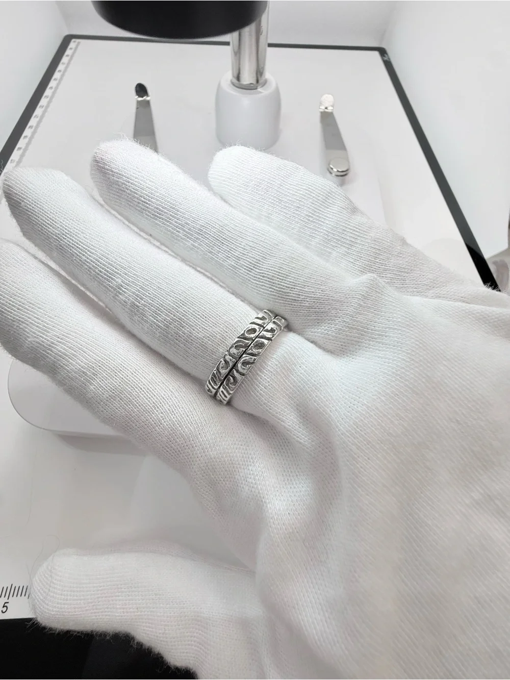 Two Stackable Sterling Silver Rings with Swirl Pattern - Size 6-3/4
